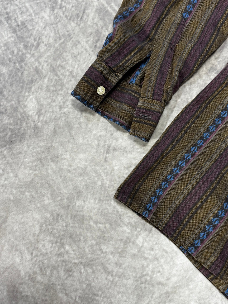 1990S BROWN, VIOLET AND BLUE STRIPED SHIRT