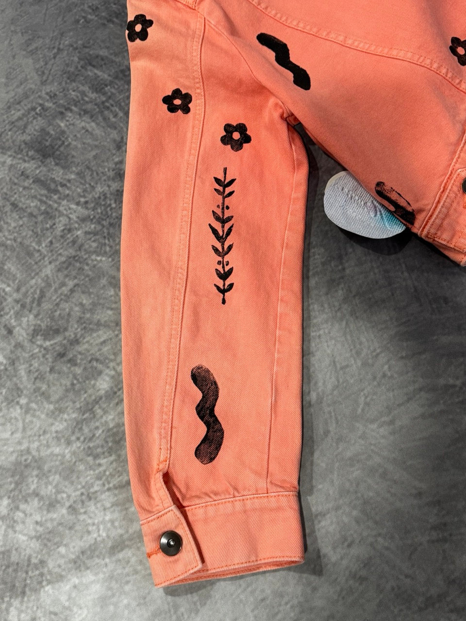 LIGHT ORANGE DENIM JACKET - MULTI PATTERN - L