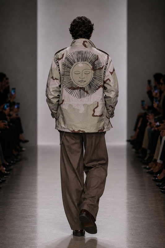 BROWN CAMO JACKET SUN PRINT - L