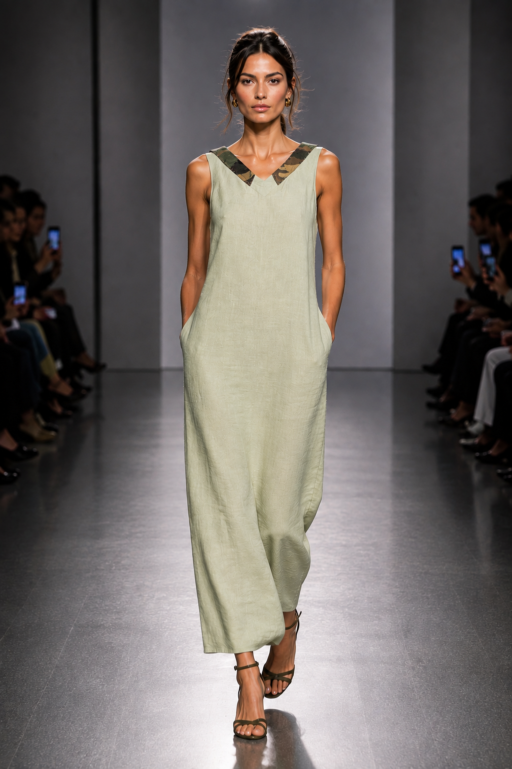 MINT GREEN OPEN BACK LINEN DRESS - S