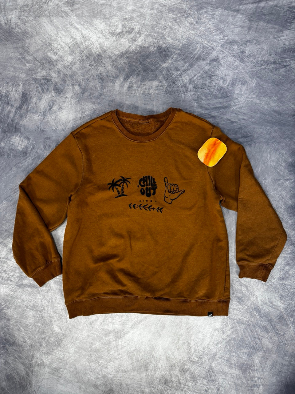 CHILL OUT -BROWN CREW NECK SWEATER - L