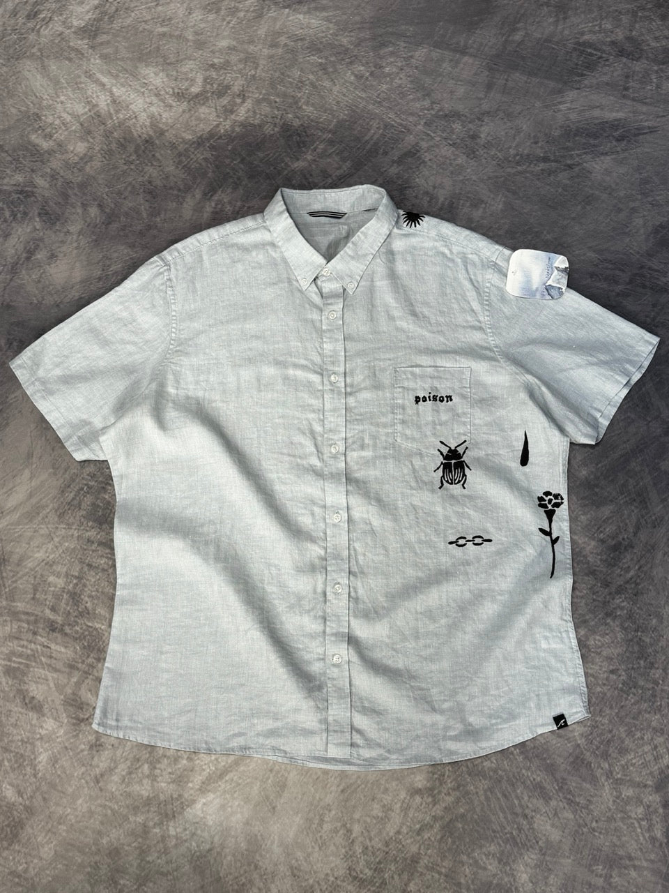 POISON BLUE LIGHT LINEN SHIRT SHORT SLEEVE - 2XL