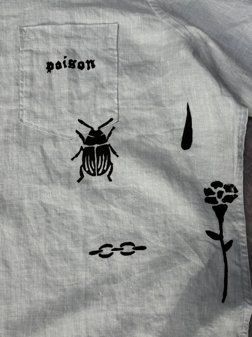 POISON BLUE LIGHT LINEN SHIRT SHORT SLEEVE - 2XL