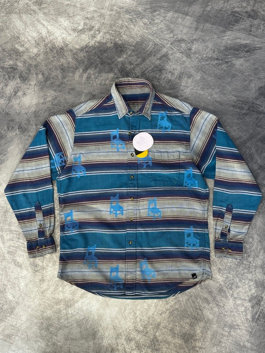 BLUE MULTICOLORED SHIRT -CHAIR PATTERN- LONG SLEEVE - L