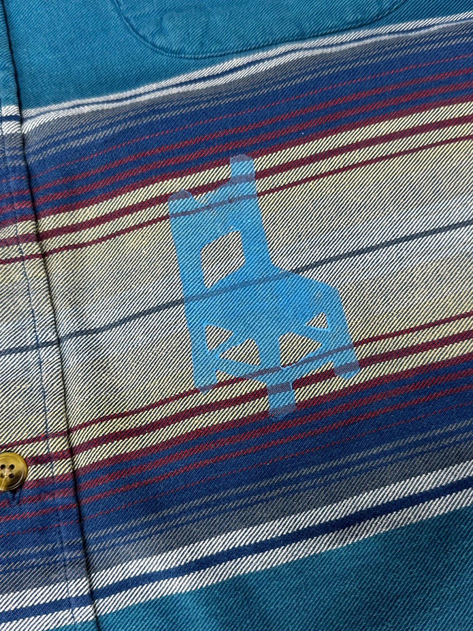 BLUE MULTICOLORED SHIRT -CHAIR PATTERN- LONG SLEEVE - L