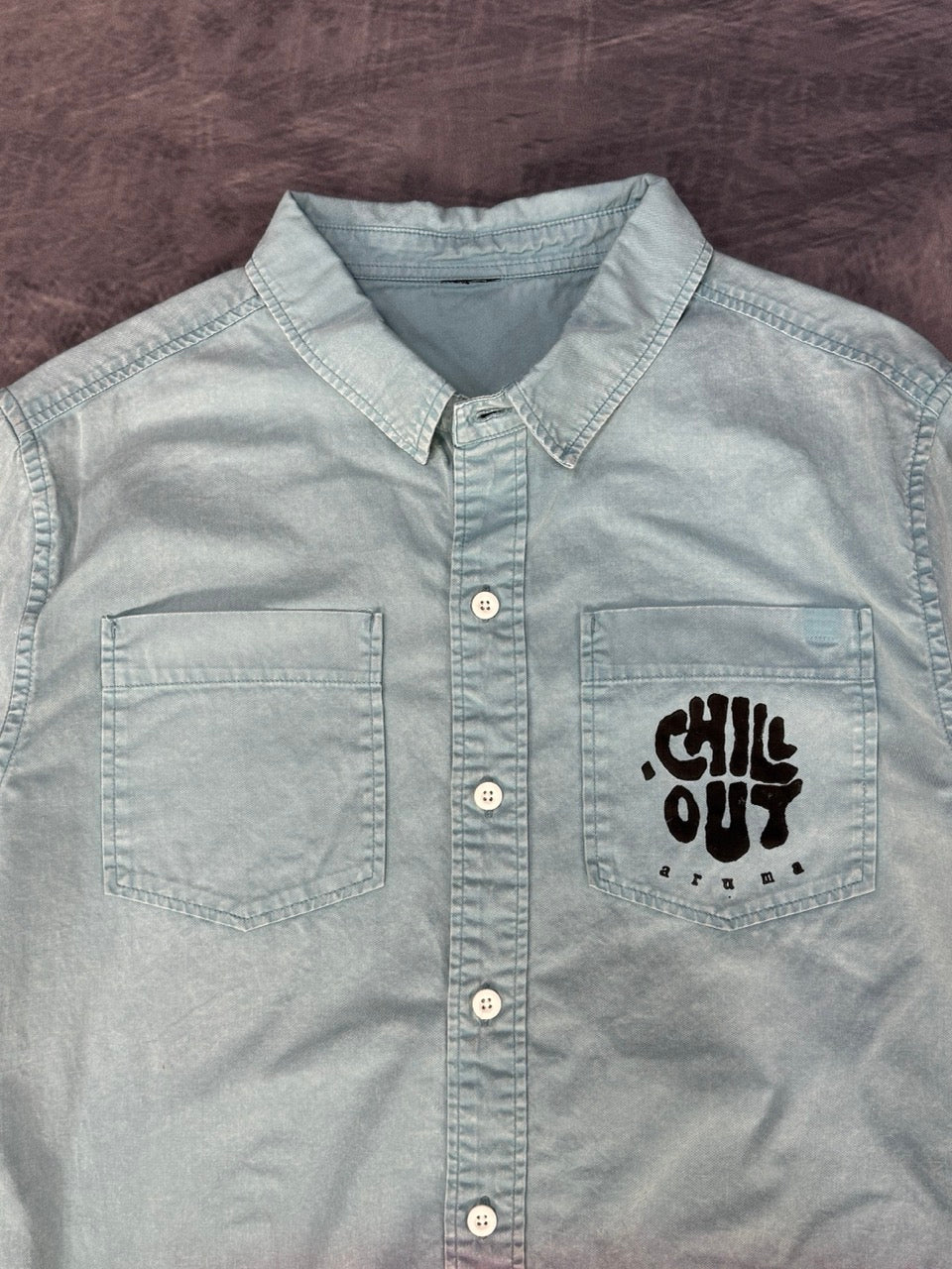 CHILL OUT TWO TONE SHIRT - BLUE/ PURPLE M