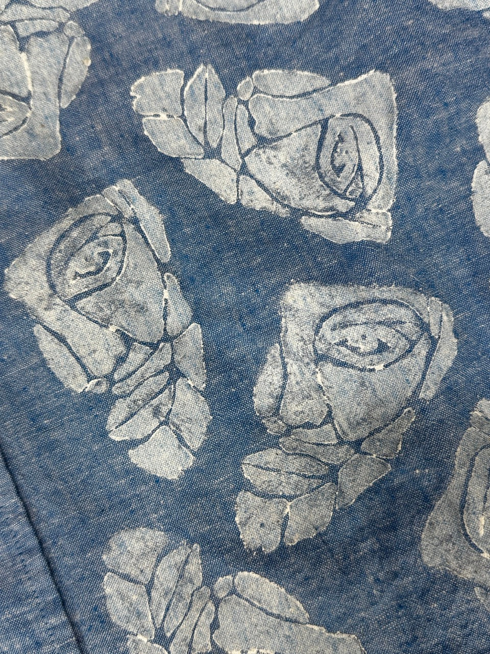 HALF FACE BLUE LINEN SHIRT - LONG SLEEVE - M