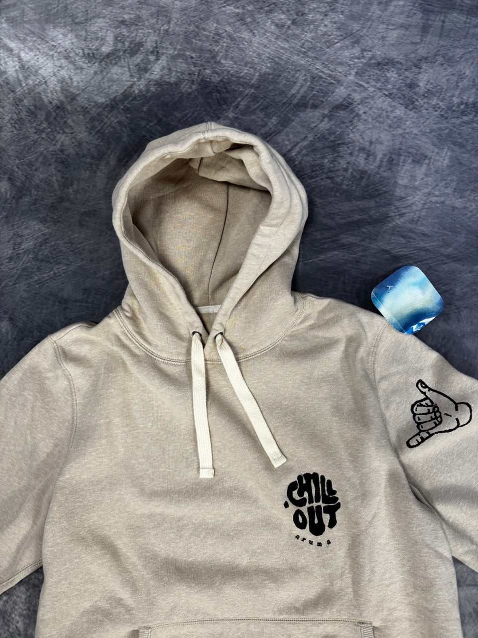 CHILL OUT BEIGE HOODIE - L