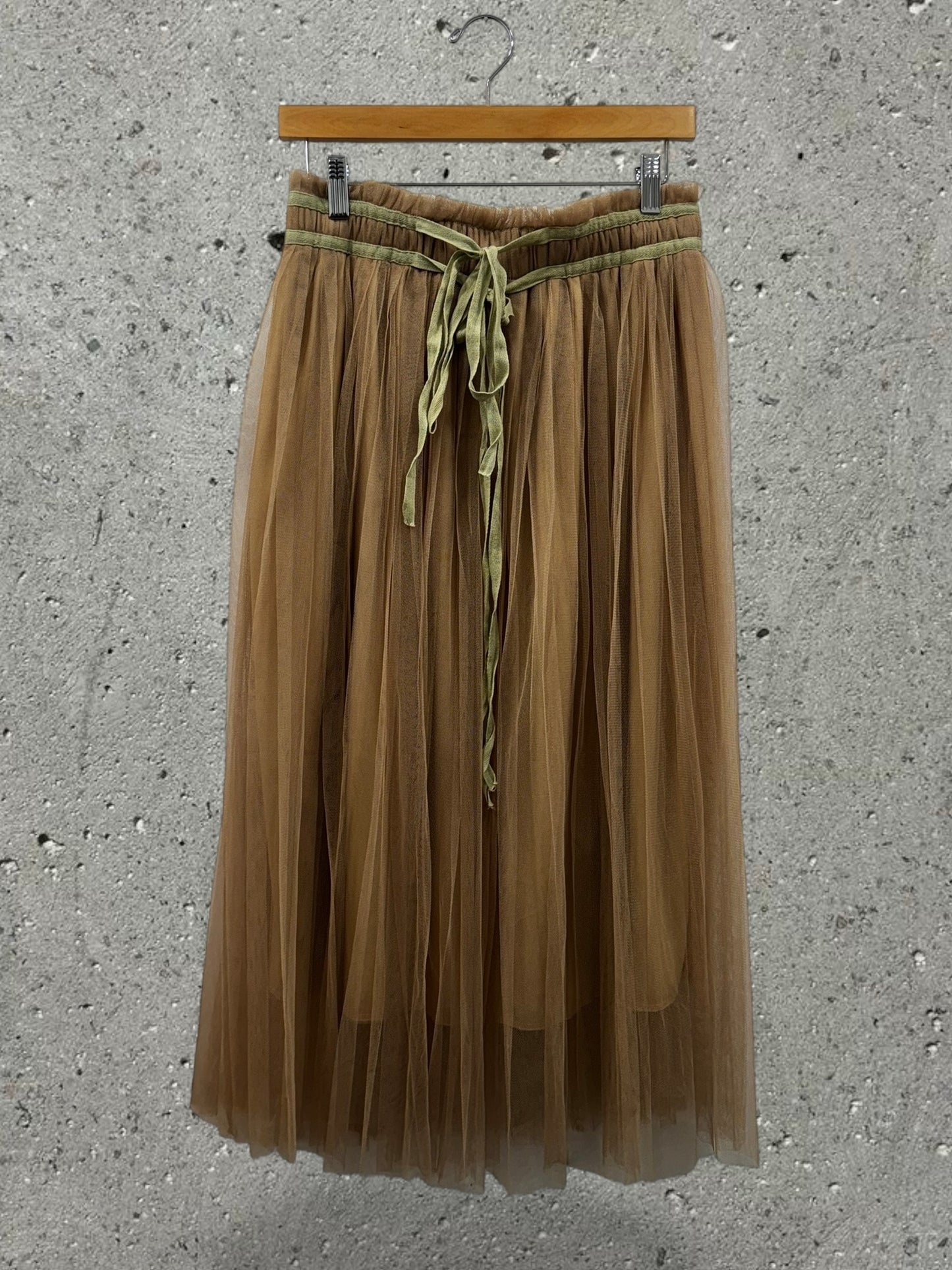 GREEN DENIM TULLE JACKET + BEIGE TULLE SKIRT - SET - M