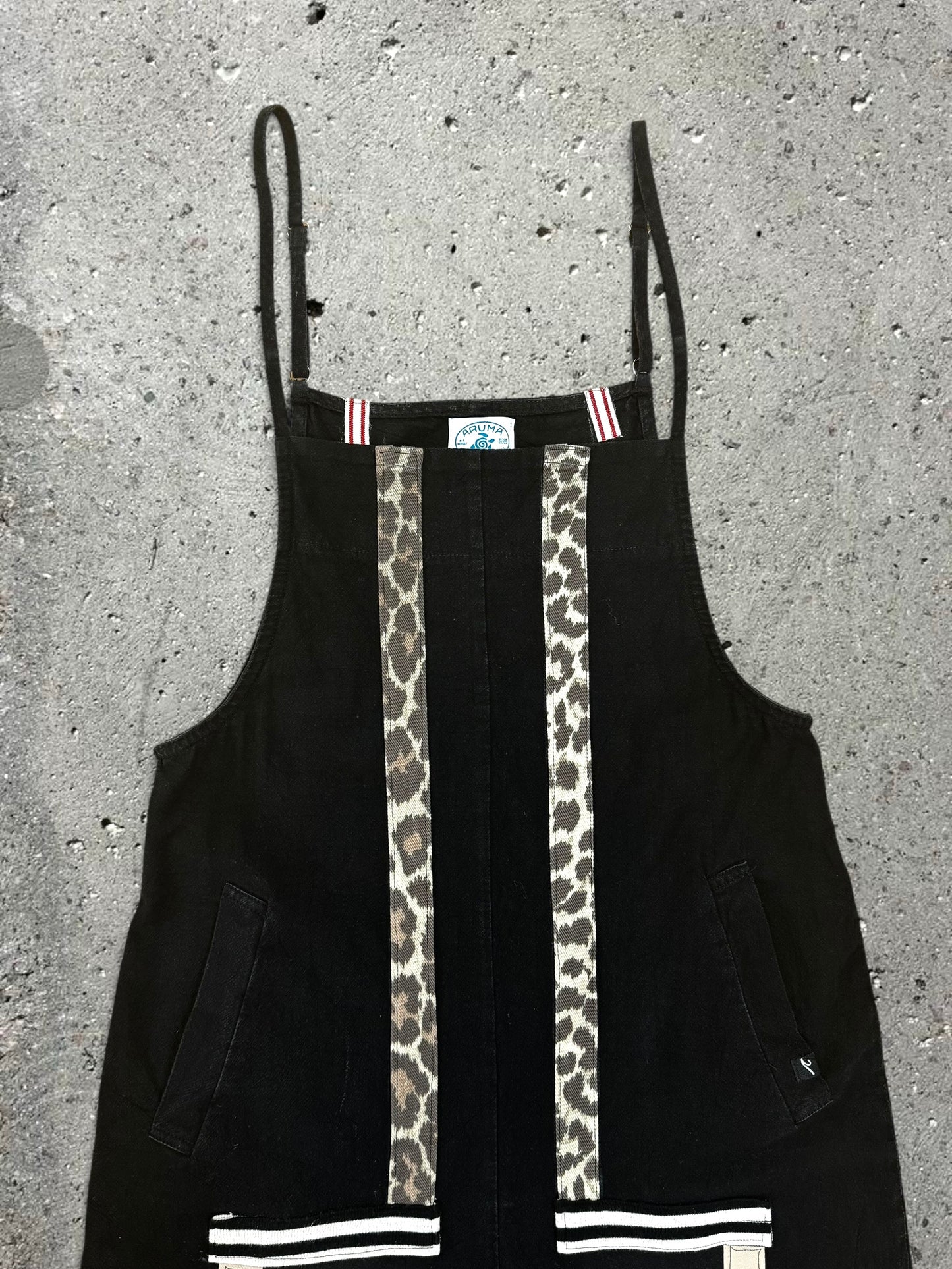 BLACK OVERALLS + BLACK MESH BODYSUIT - SET - S