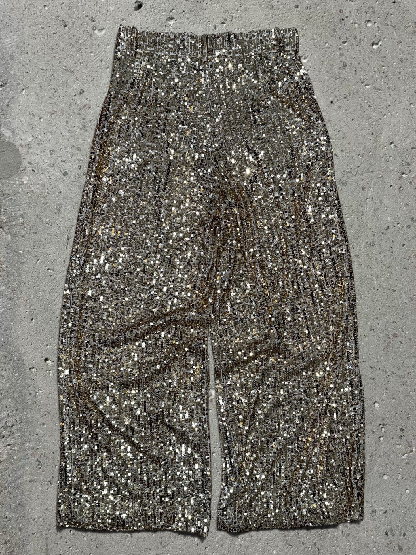 TAN CAMO COW PRINT JACKET + GOLD SEQUIN TROUSERS - SET - S