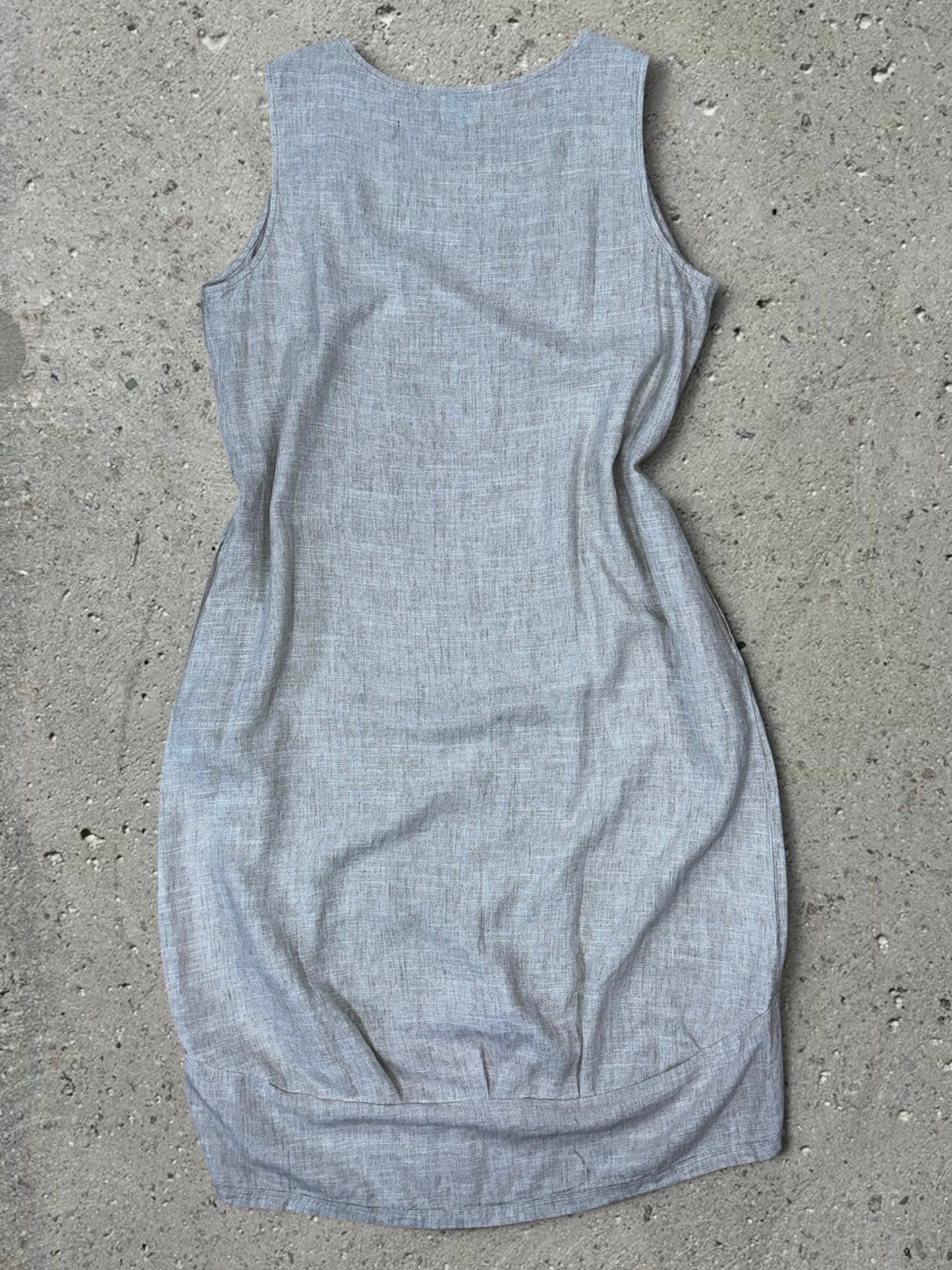 NATURAL TAN LINEN MAXI DRESS + GREEN MESH CAMO TOP - SET - L/M