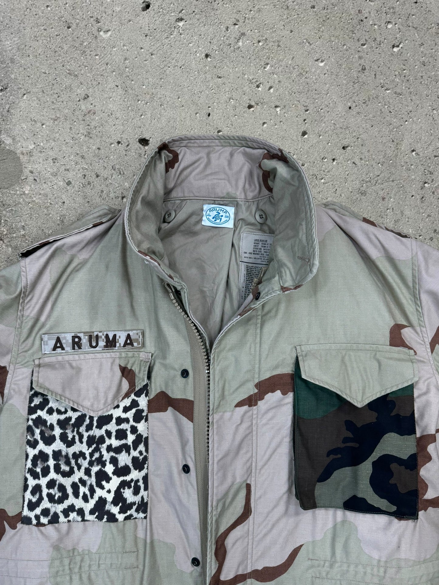 BROWN CAMO JACKET SUN PRINT - L