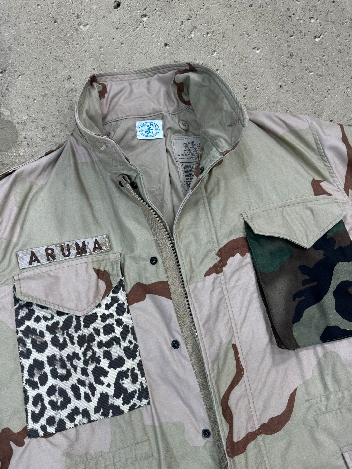 BROWN CAMO JACKET SUN PRINT - L
