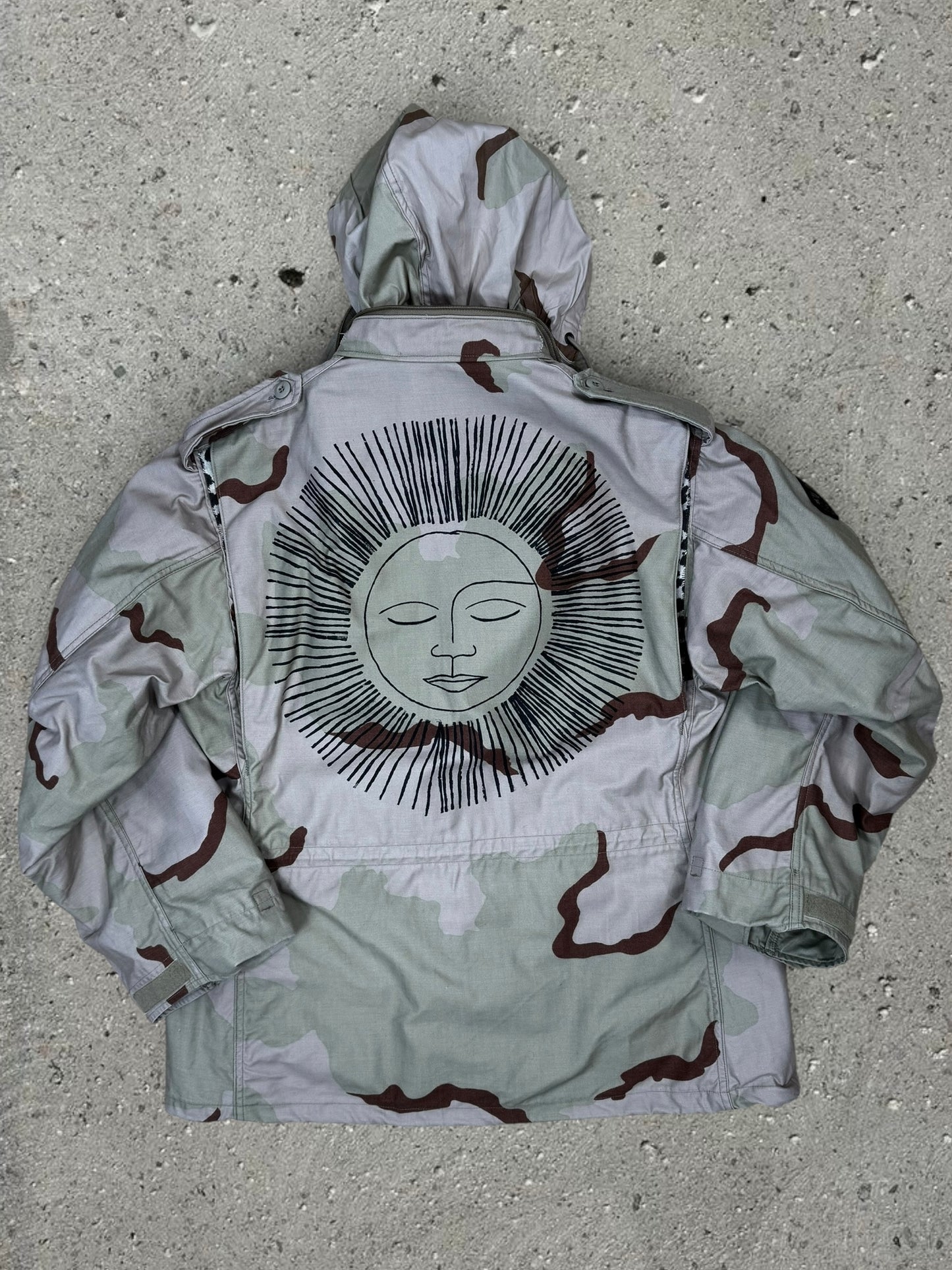 BROWN CAMO JACKET SUN PRINT - L