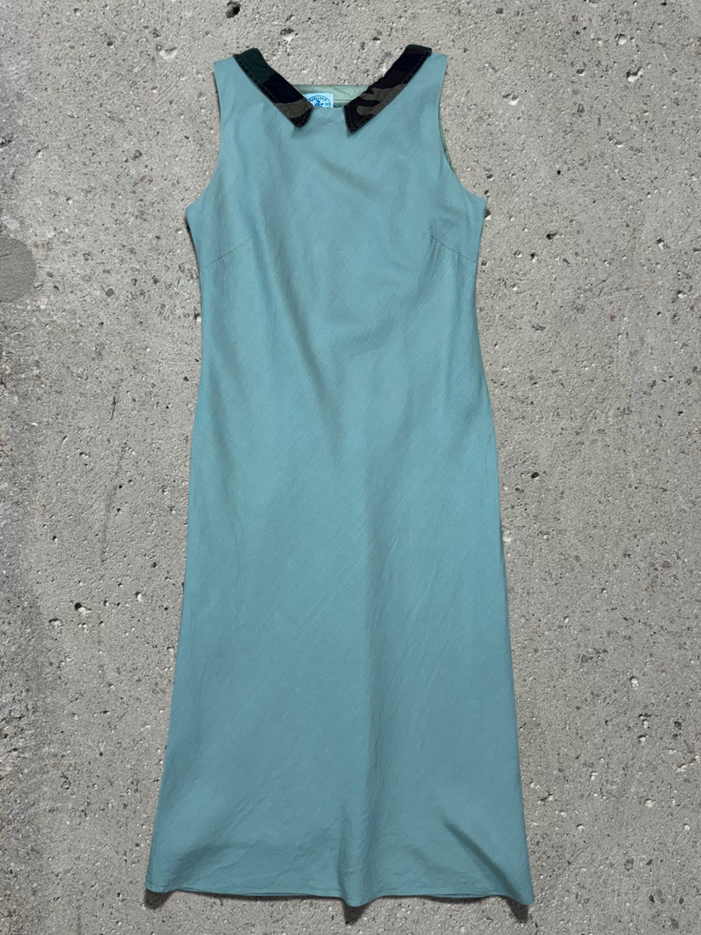 MINT GREEN OPEN BACK LINEN DRESS - S