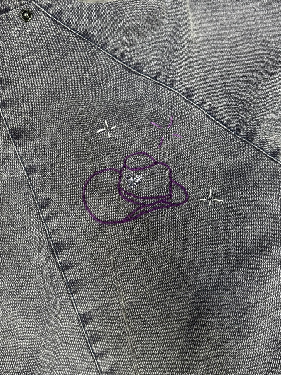 VINTAGE DARK VIOLET DENIM DUSTER - M