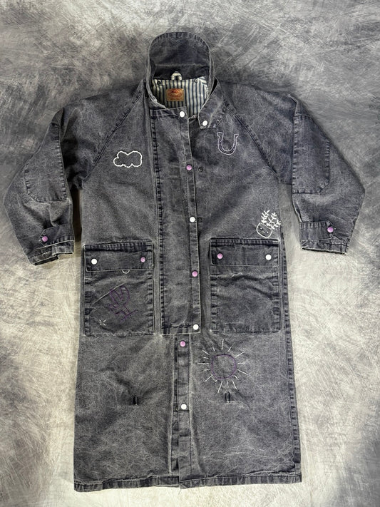 VINTAGE DARK VIOLET DENIM DUSTER - M