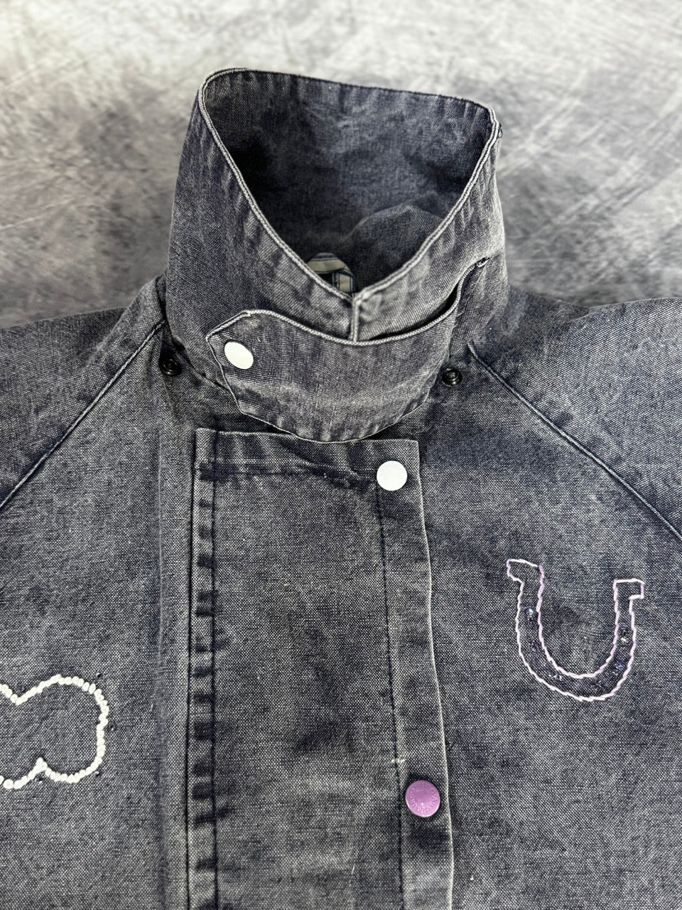VINTAGE DARK VIOLET DENIM DUSTER - M