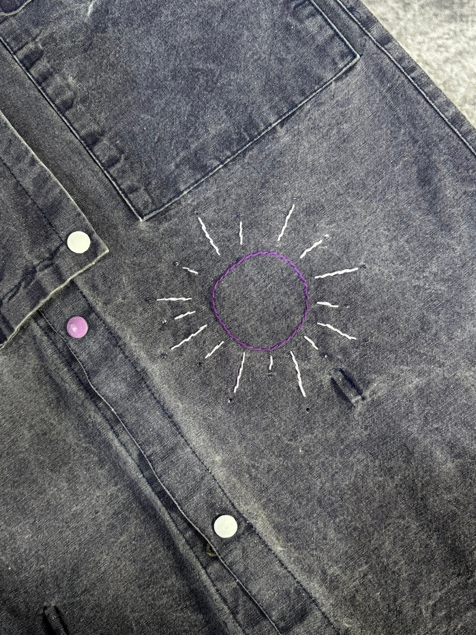 VINTAGE DARK VIOLET DENIM DUSTER - M