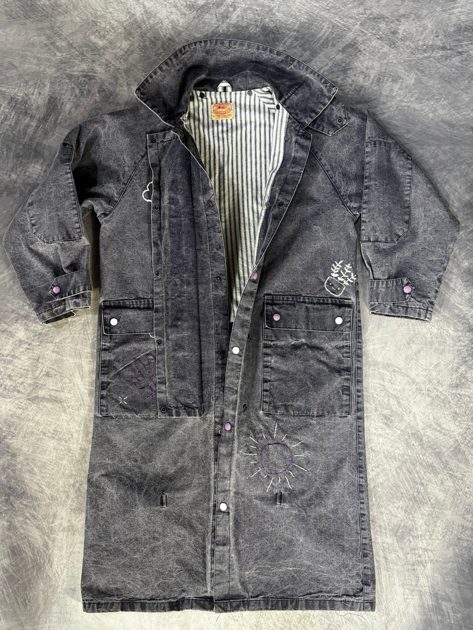 VINTAGE DARK VIOLET DENIM DUSTER - M