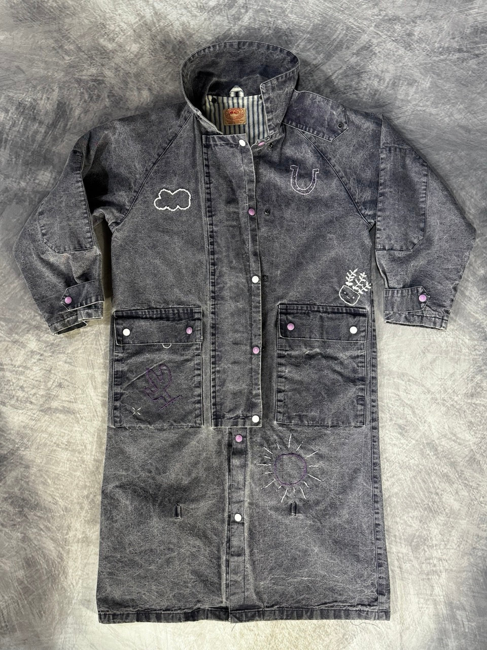 VINTAGE DARK VIOLET DENIM DUSTER - M