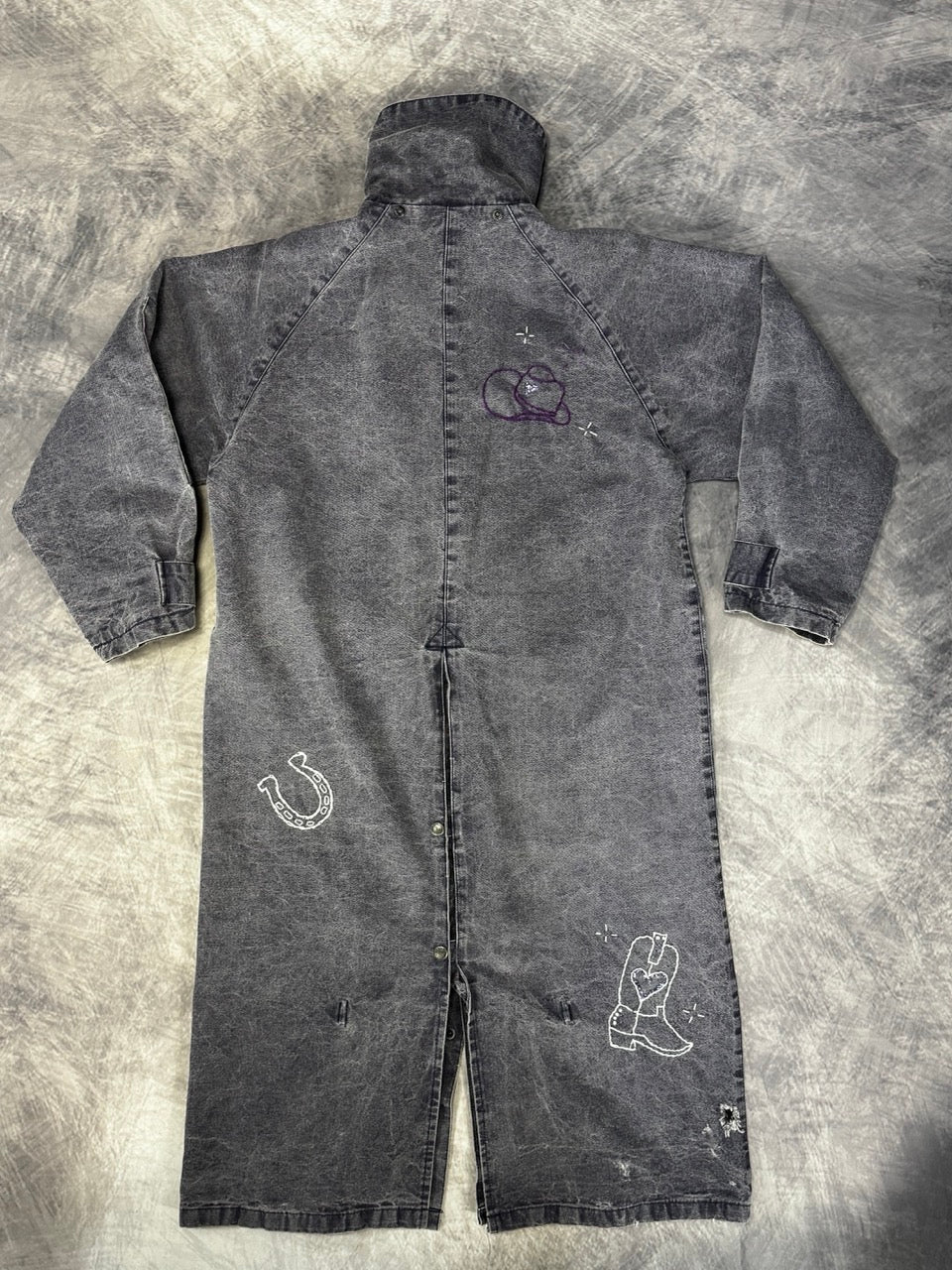 VINTAGE DARK VIOLET DENIM DUSTER - M