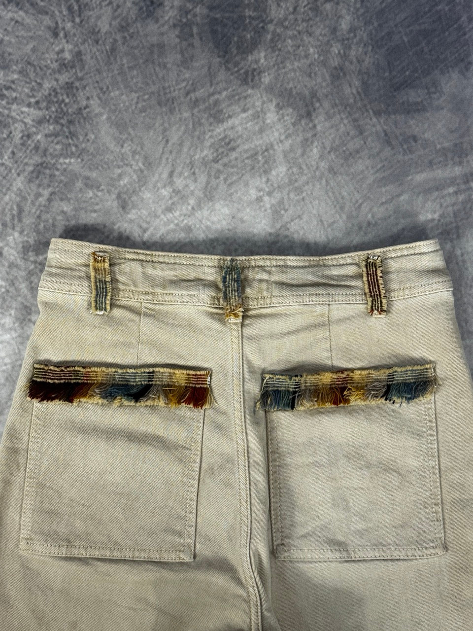 KHAKI WIDE LEG PANTS - DECORATED WITH PENDLETON WOOL - 8