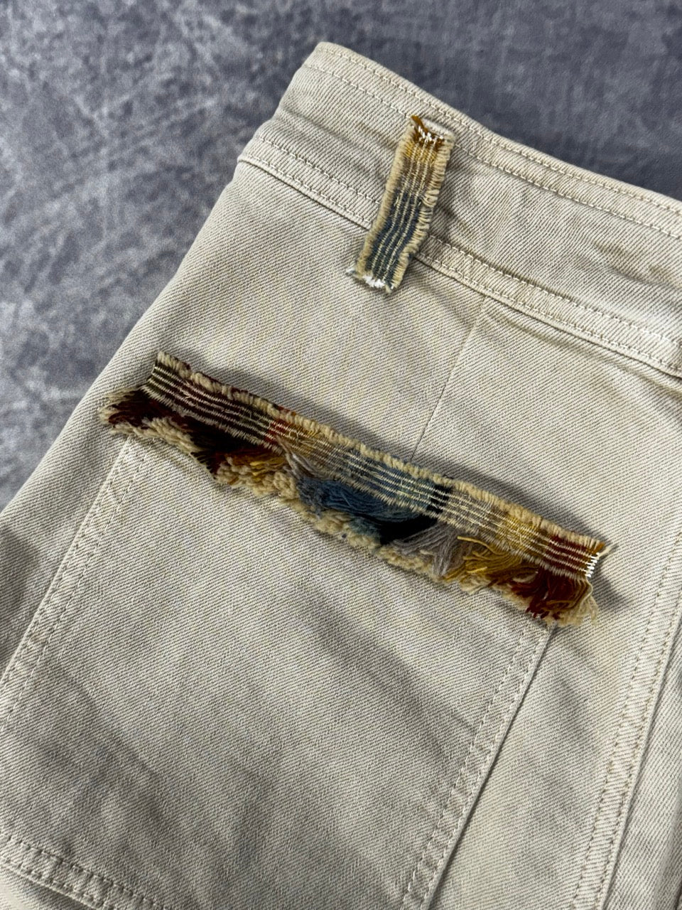 KHAKI WIDE LEG PANTS - DECORATED WITH PENDLETON WOOL - 8