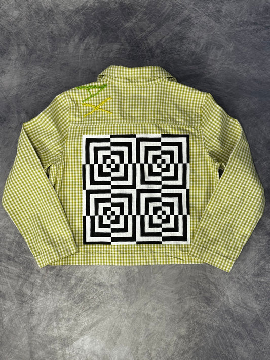 RELAX GREEN JACKET - BEAD EMBROIDERED LETTERS -M
