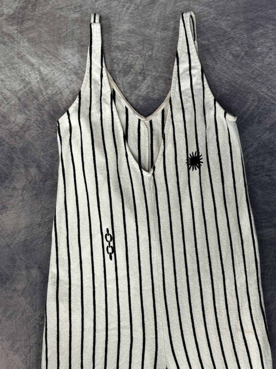 METAMORPHOSIS BLACK AND WHITE STRIPED JUMPSUIT - M