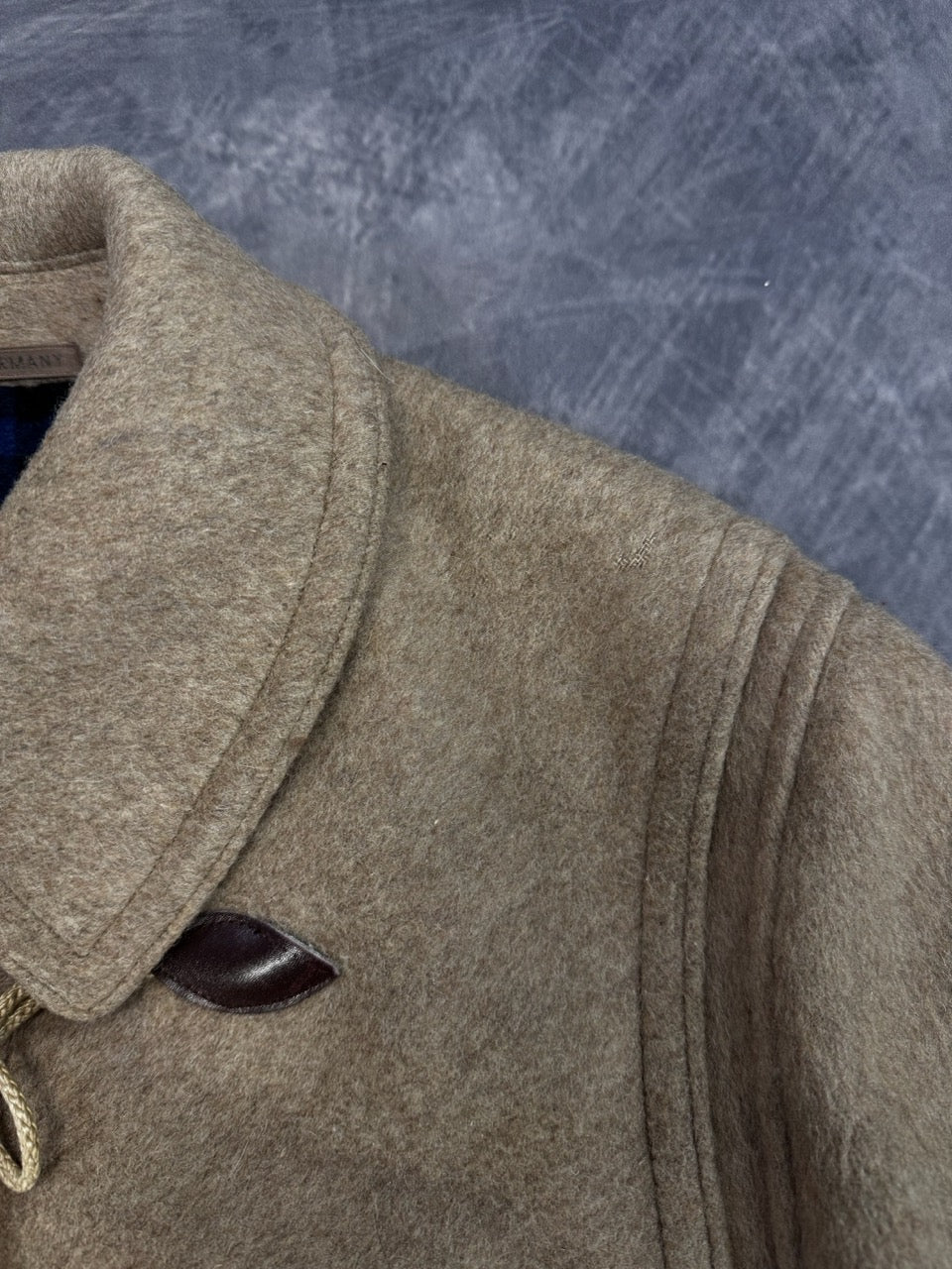 1980S LODEN WOOL DUFFLE COAT WITH HOOD - L