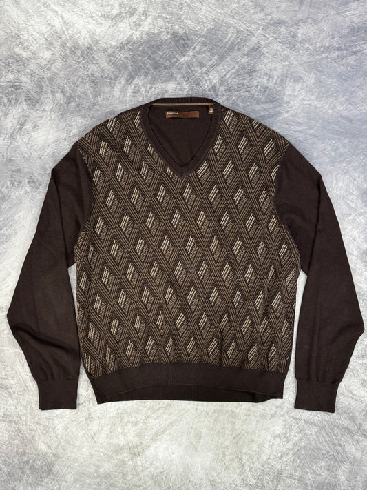 BROWN RHOMBUS SWEATER - XL