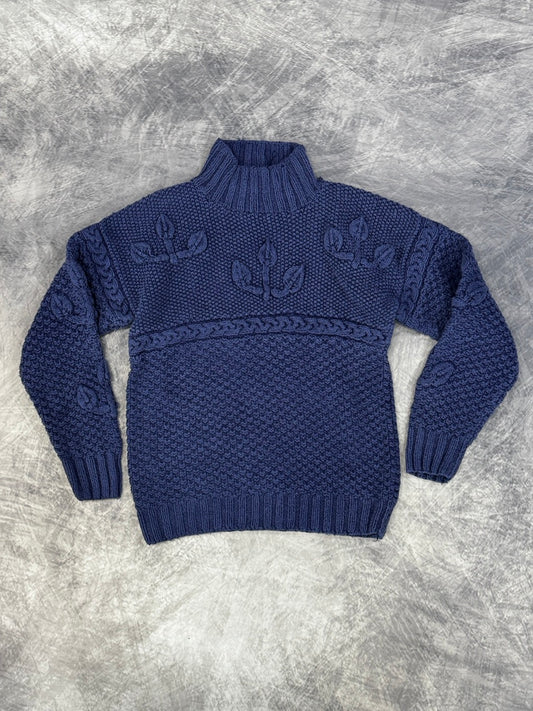1990S BLUE SILK KNIT SWEATER - S