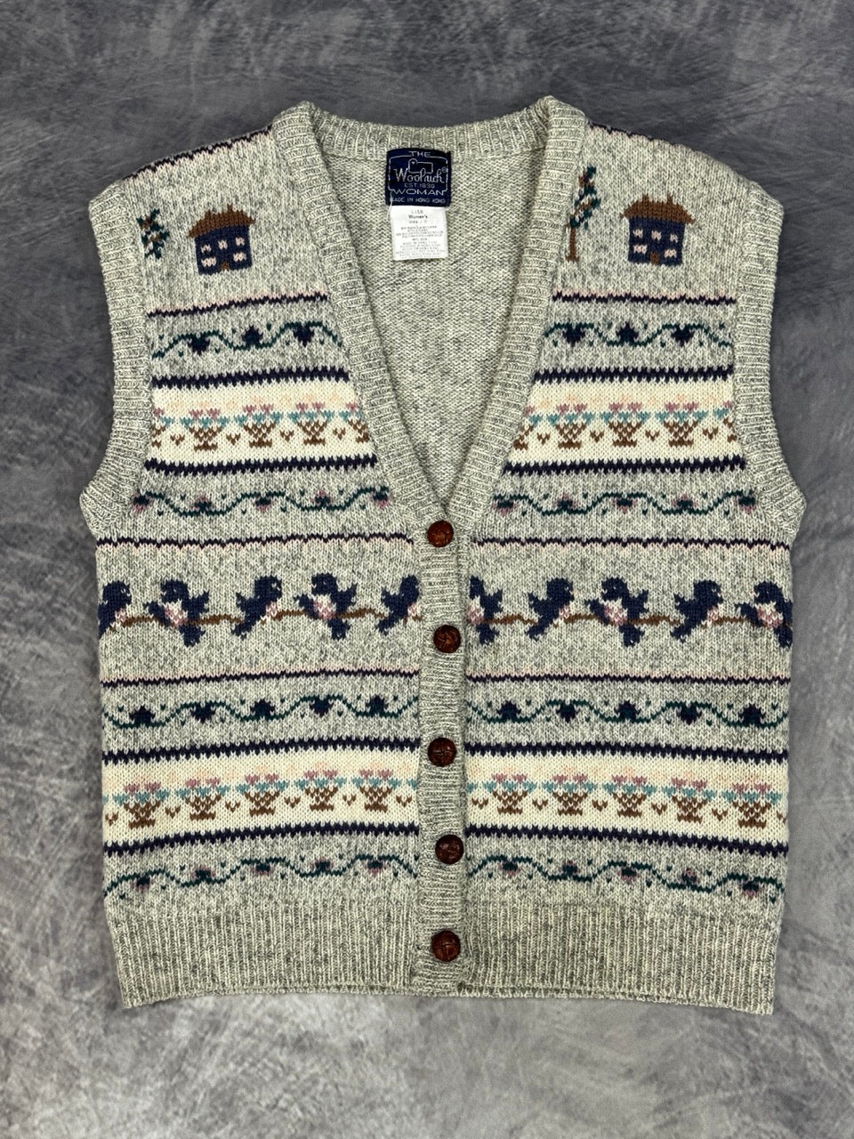 1980S MULTICOLOR WOOL KNIT VEST - S