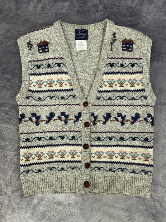 1980S MULTICOLOR WOOL KNIT VEST - S