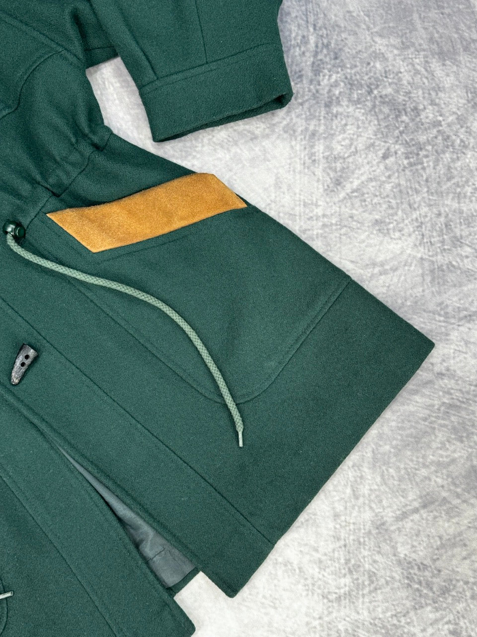 1980S FOREST GREEN WOOL COAT WITH SUEDE DETAILS - 10
