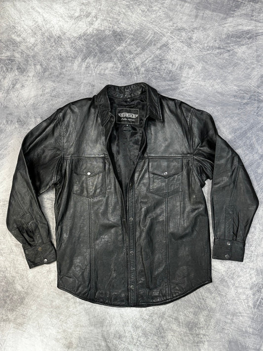 1990S BLACK LEATHER JACKET - M