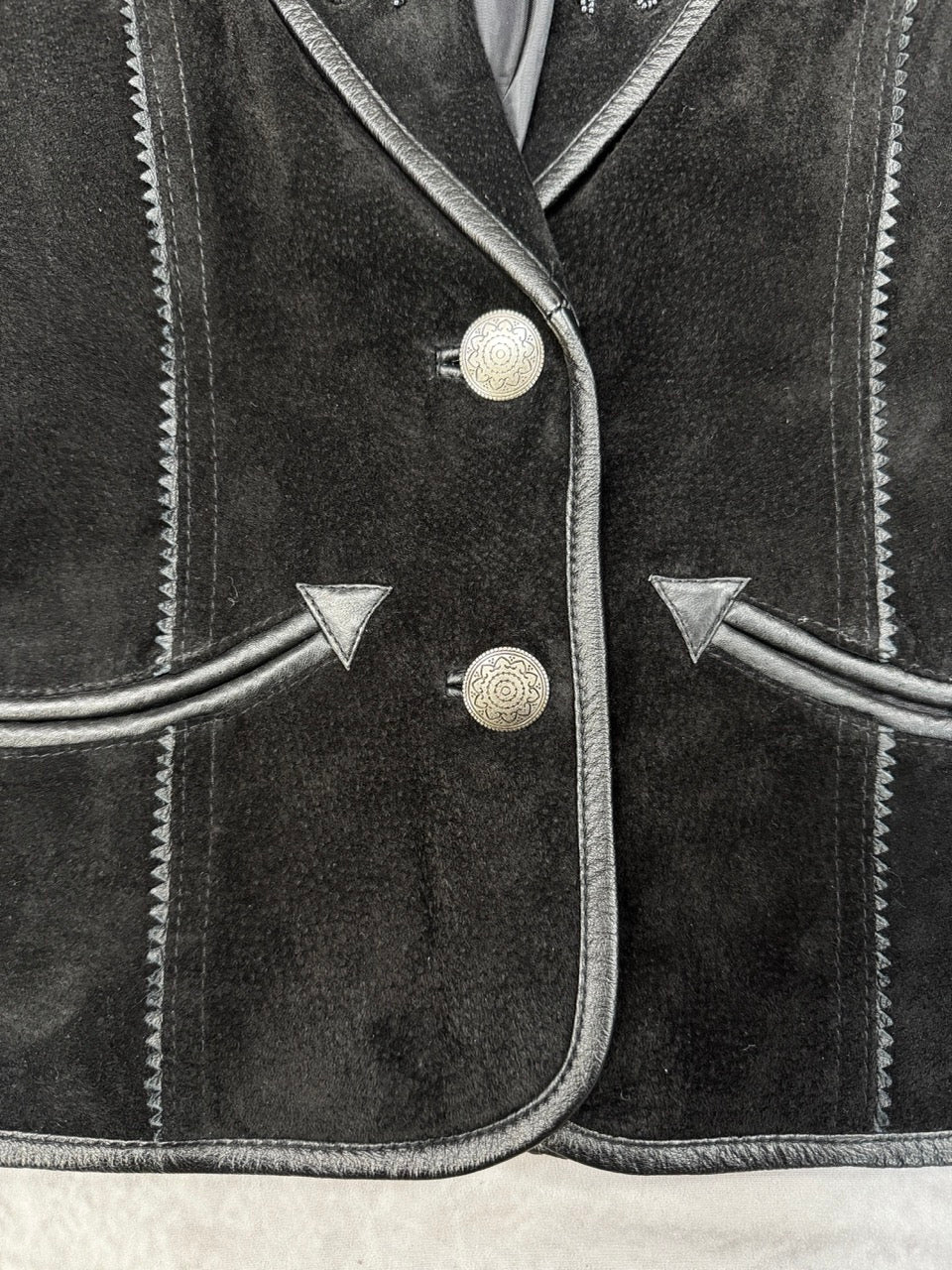 1990S BLACK SUEDE WESTERN JACKET - M