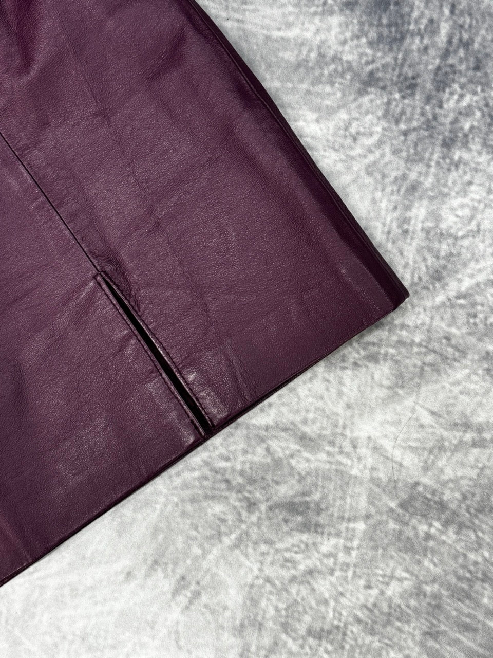 1990S GRAPE LEATHER SKIRT - 10