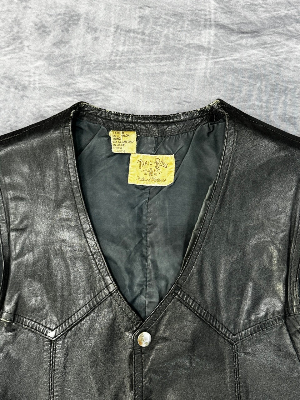 1980S BLACK LEATHER VEST - M