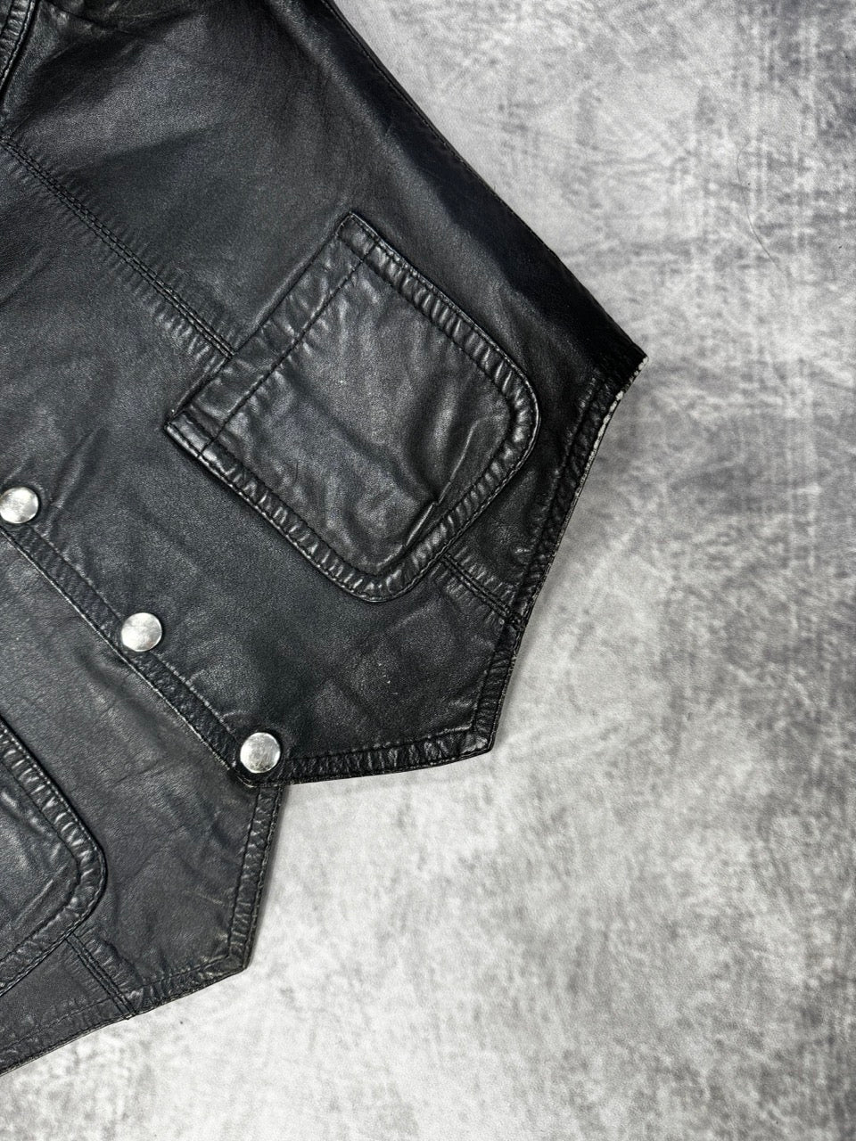 1980S BLACK LEATHER VEST - M