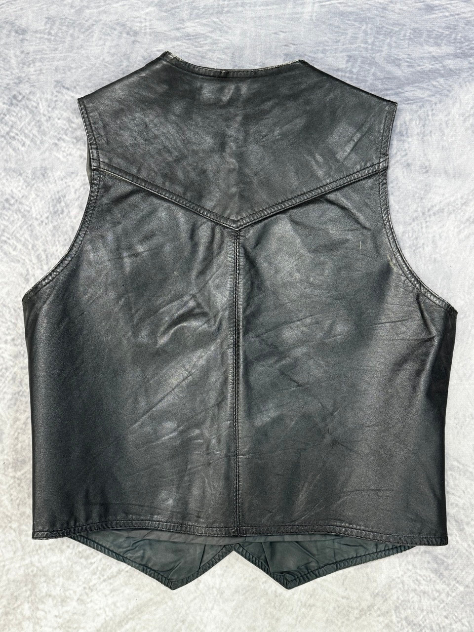1980S BLACK LEATHER VEST - M