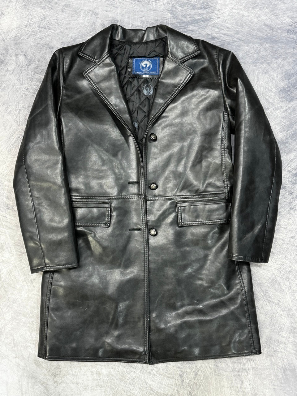 1990S BLACK ITALIAN LEATHER COAT - S