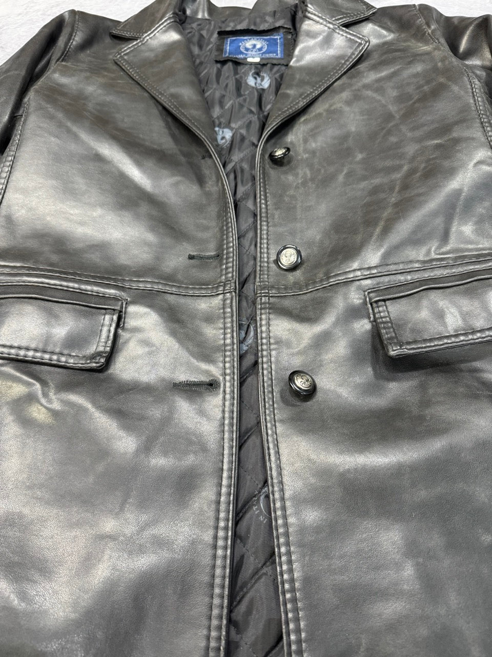 1990S BLACK ITALIAN LEATHER COAT - S