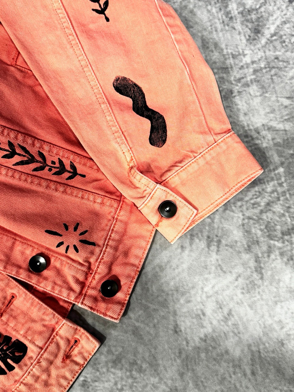 LIGHT ORANGE DENIM JACKET - MULTI PATTERN - L
