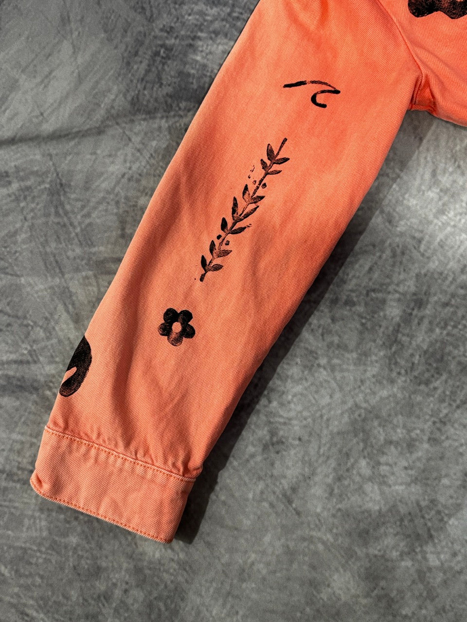LIGHT ORANGE DENIM JACKET - MULTI PATTERN - L