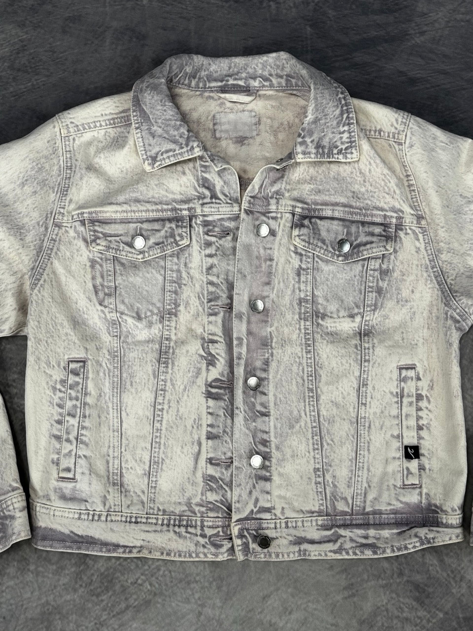 VIBES VIOLET JACKET - REMOVABLE ART- BEAD EMBROIDERED LETTERS - M